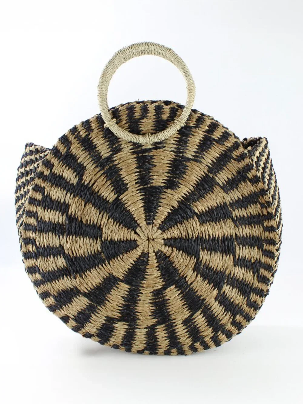 NWT Eco Handcraft Bali Round Grass Beach Tote with Seashell Tassel Charm 16